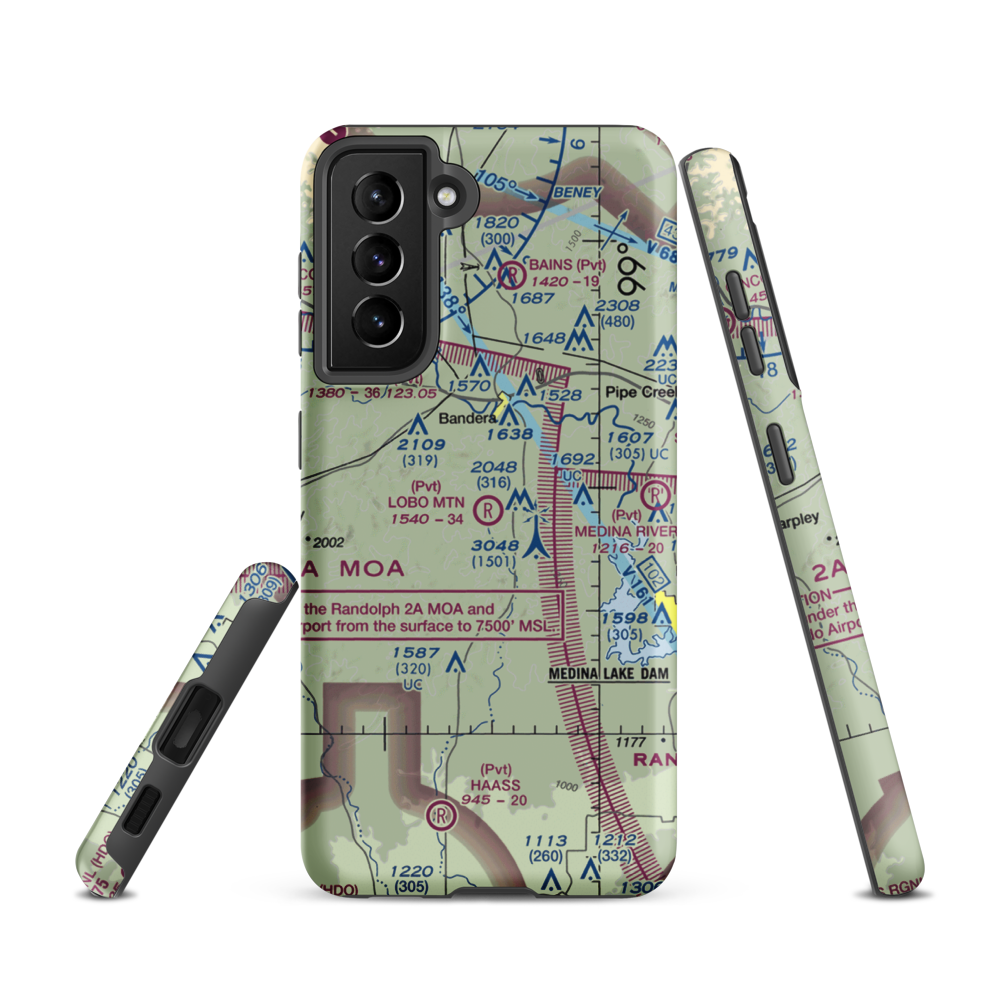 Lobo Mountain Ranch Airport (TE21) VFR Sectional Samsung Phone Case Samsung Galaxy S21 model shown