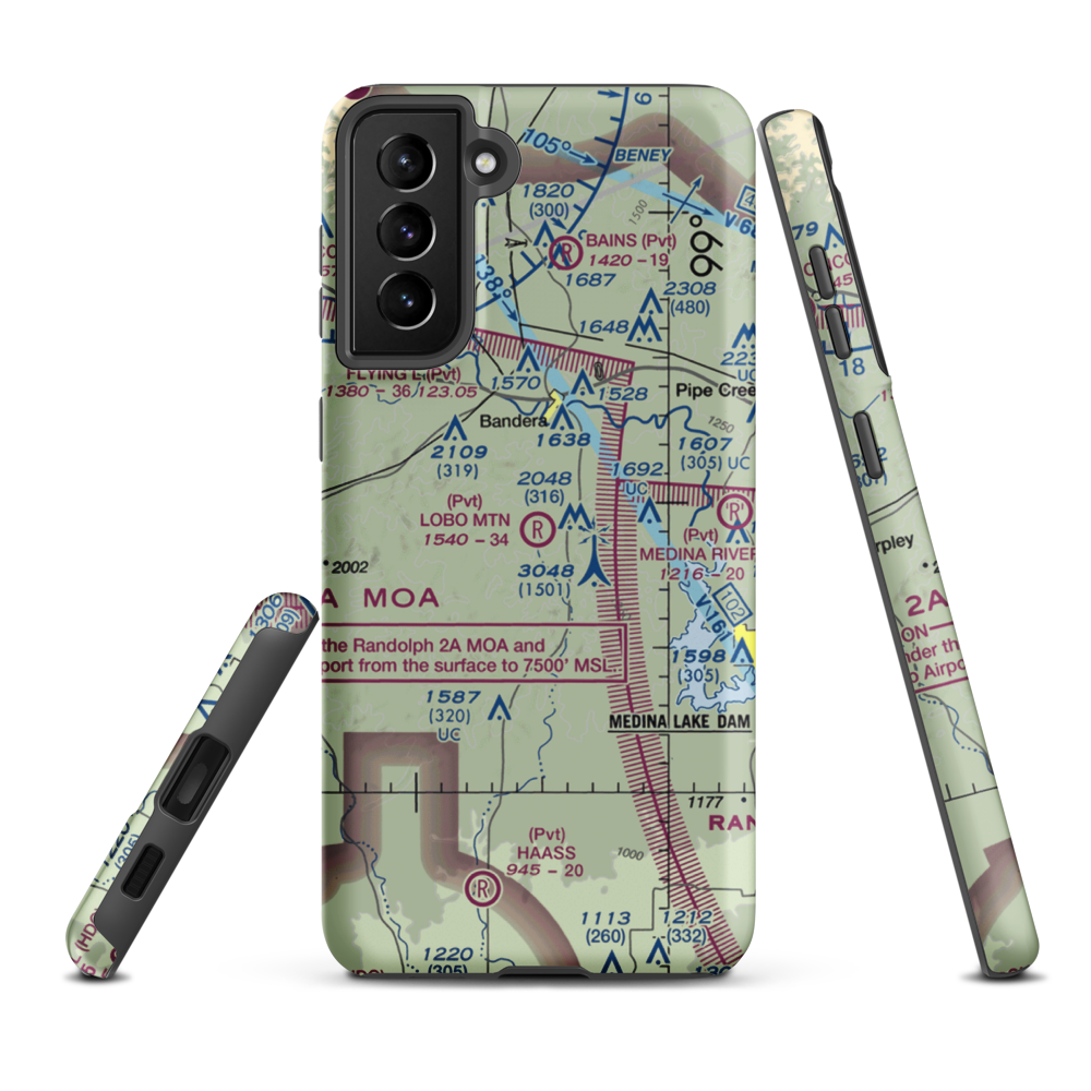 Lobo Mountain Ranch Airport (TE21) VFR Sectional Samsung Phone Case Samsung Galaxy S21 Plus model shown
