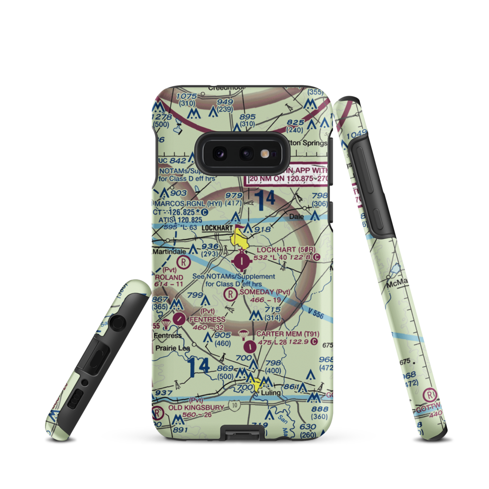 Lockhart Municipal Airport (50R) VFR Sectional Samsung Phone Case Samsung Galaxy S10e model shown