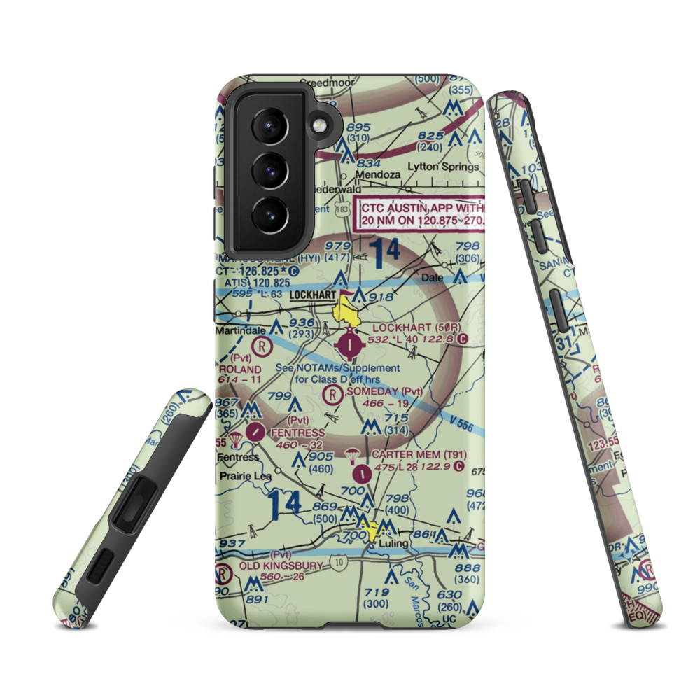 Lockhart Municipal Airport (50R) VFR Sectional Samsung Phone Case Samsung Galaxy S21 FE model shown