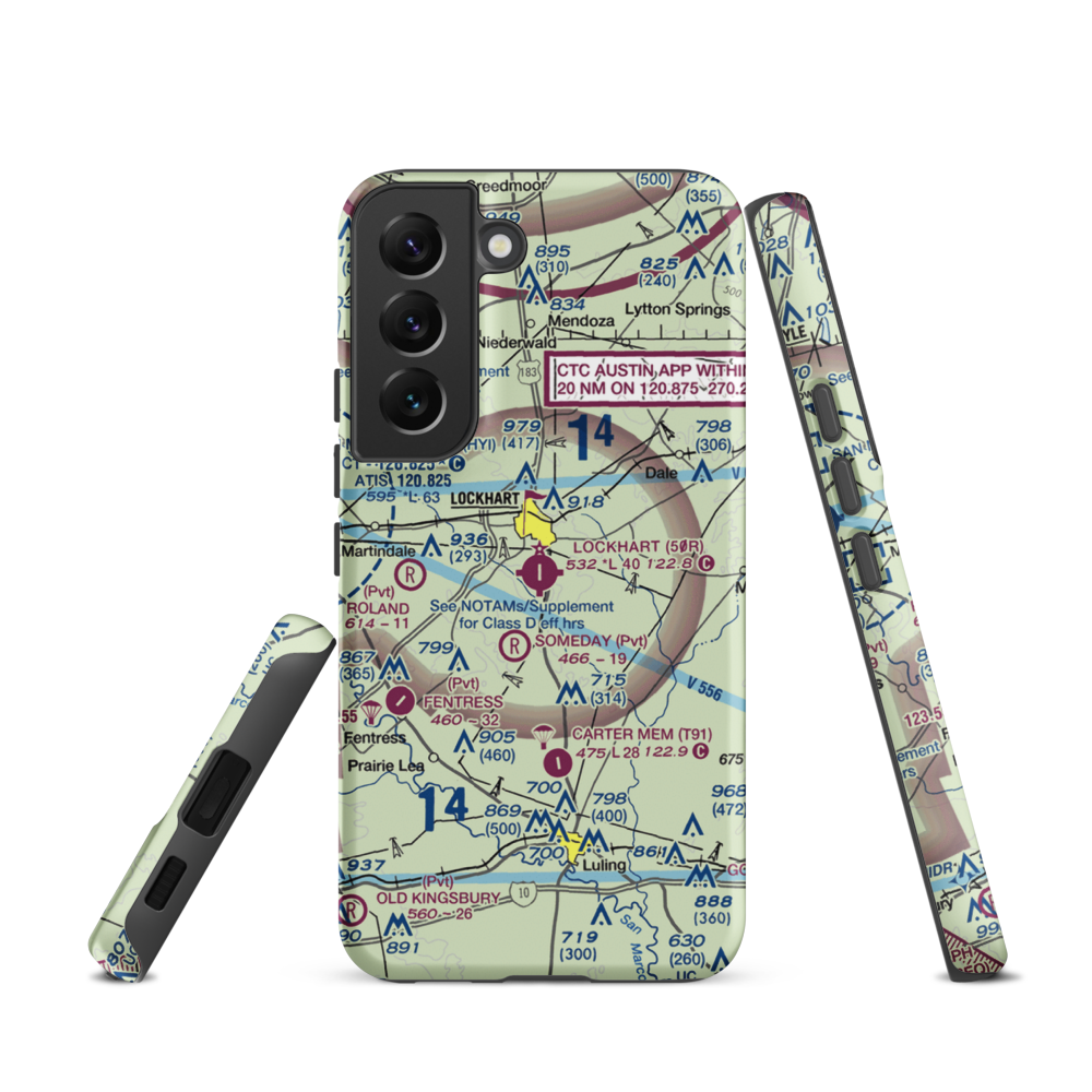 Lockhart Municipal Airport (50R) VFR Sectional Samsung Phone Case Samsung Galaxy S22 model shown