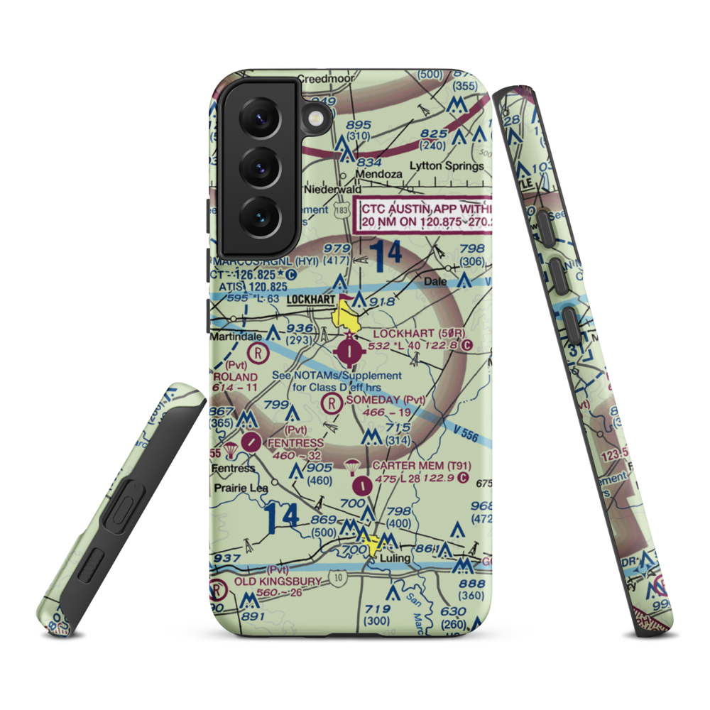 Lockhart Municipal Airport (50R) VFR Sectional Samsung Phone Case Samsung Galaxy S22 Plus model shown