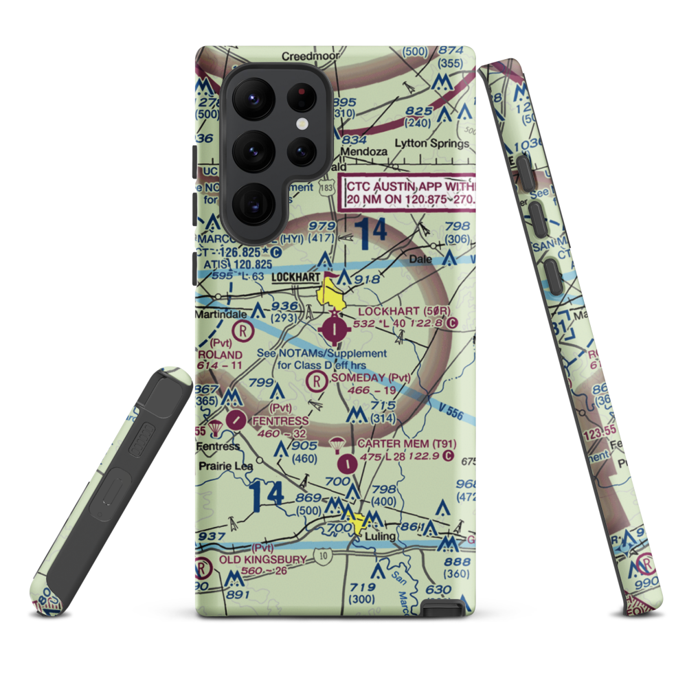 Lockhart Municipal Airport (50R) VFR Sectional Samsung Phone Case Samsung Galaxy S22 Ultra model shown