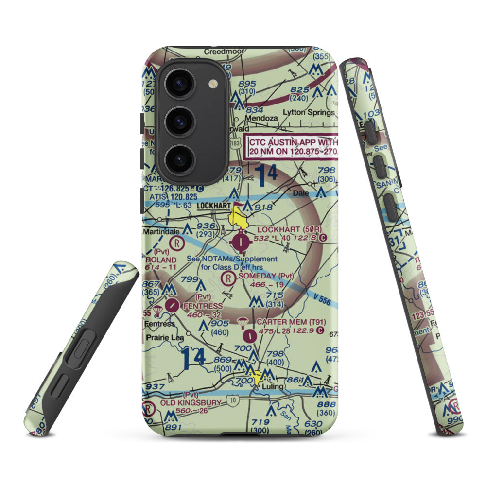 Lockhart Municipal Airport (50R) VFR Sectional Samsung Phone Case Samsung Galaxy S23 Plus model shown