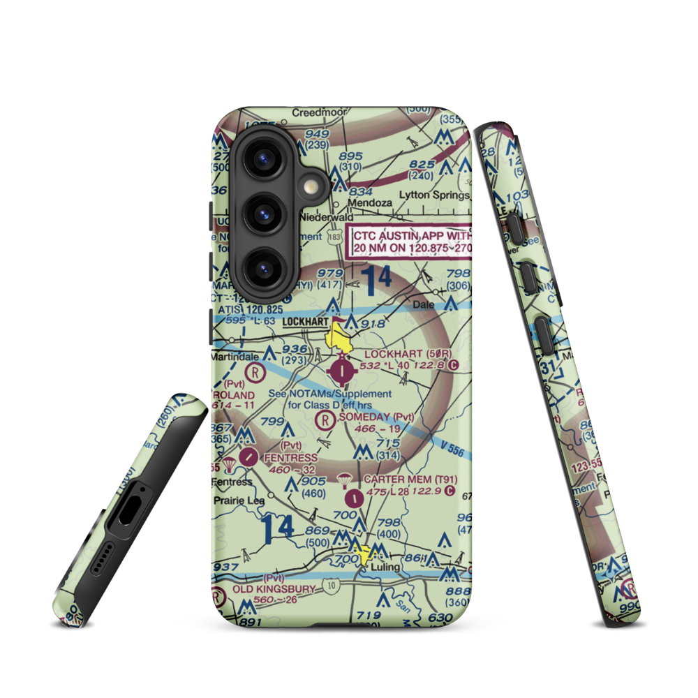 Lockhart Municipal Airport (50R) VFR Sectional Samsung Phone Case Samsung Galaxy S24 model shown