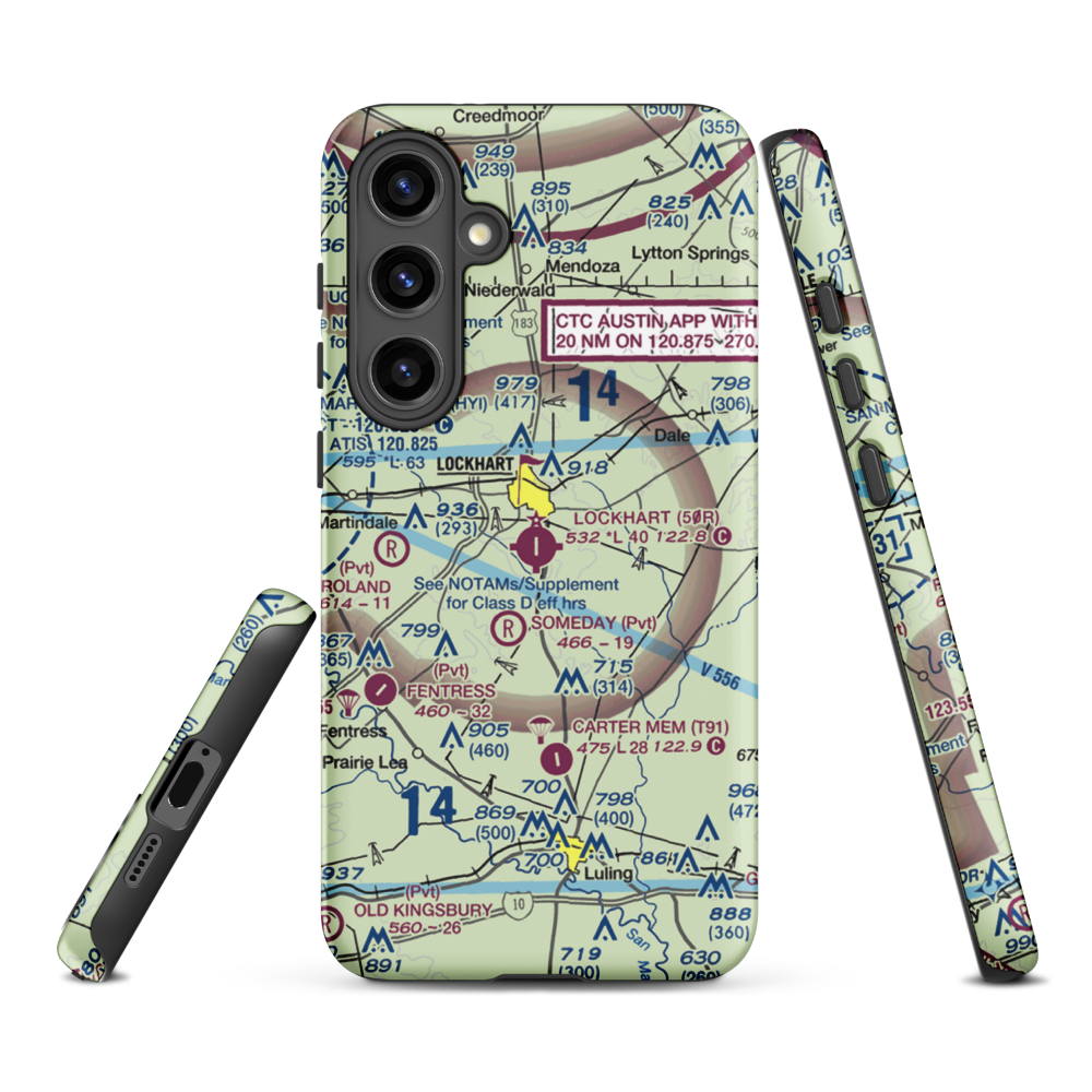 Lockhart Municipal Airport (50R) VFR Sectional Samsung Phone Case Samsung Galaxy S24 Plus model shown
