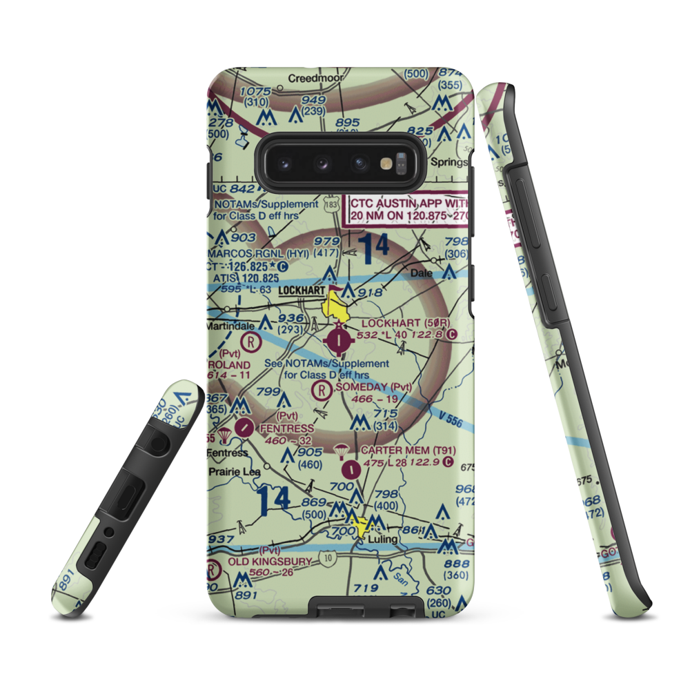 Lockhart Municipal Airport (50R) VFR Sectional Samsung Phone Case Samsung Galaxy S10 Plus model shown