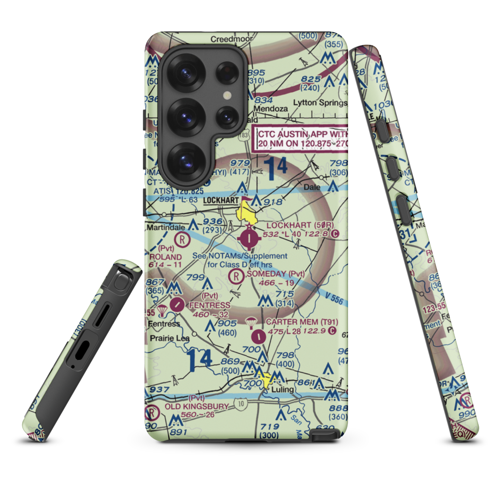 Lockhart Municipal Airport (50R) VFR Sectional Samsung Phone Case Samsung Galaxy S25 Ultra model shown