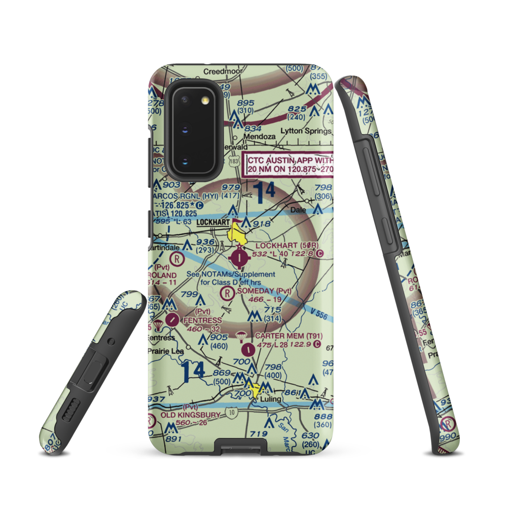 Lockhart Municipal Airport (50R) VFR Sectional Samsung Phone Case Samsung Galaxy S20 model shown