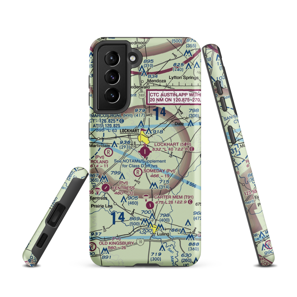 Lockhart Municipal Airport (50R) VFR Sectional Samsung Phone Case Samsung Galaxy S21 model shown