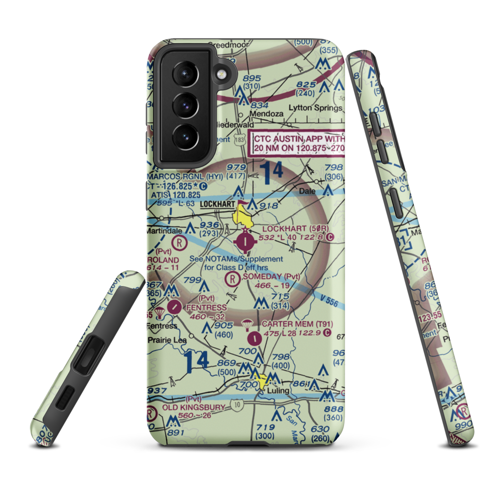 Lockhart Municipal Airport (50R) VFR Sectional Samsung Phone Case Samsung Galaxy S21 Plus model shown