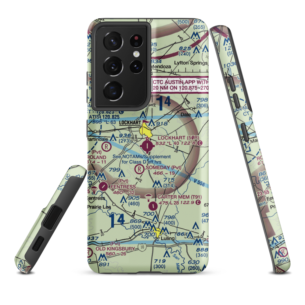 Lockhart Municipal Airport (50R) VFR Sectional Samsung Phone Case Samsung Galaxy S21 Plus model shown