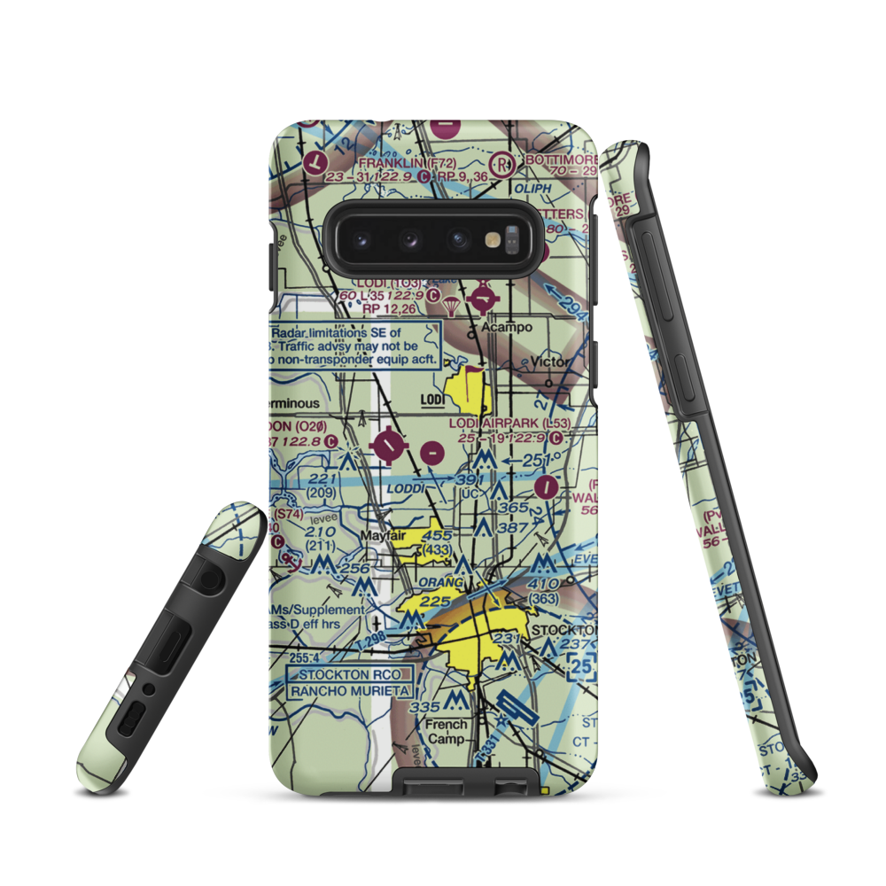 Lodi Airpark (L53) VFR Sectional Samsung Phone Case Samsung Galaxy S10 model shown