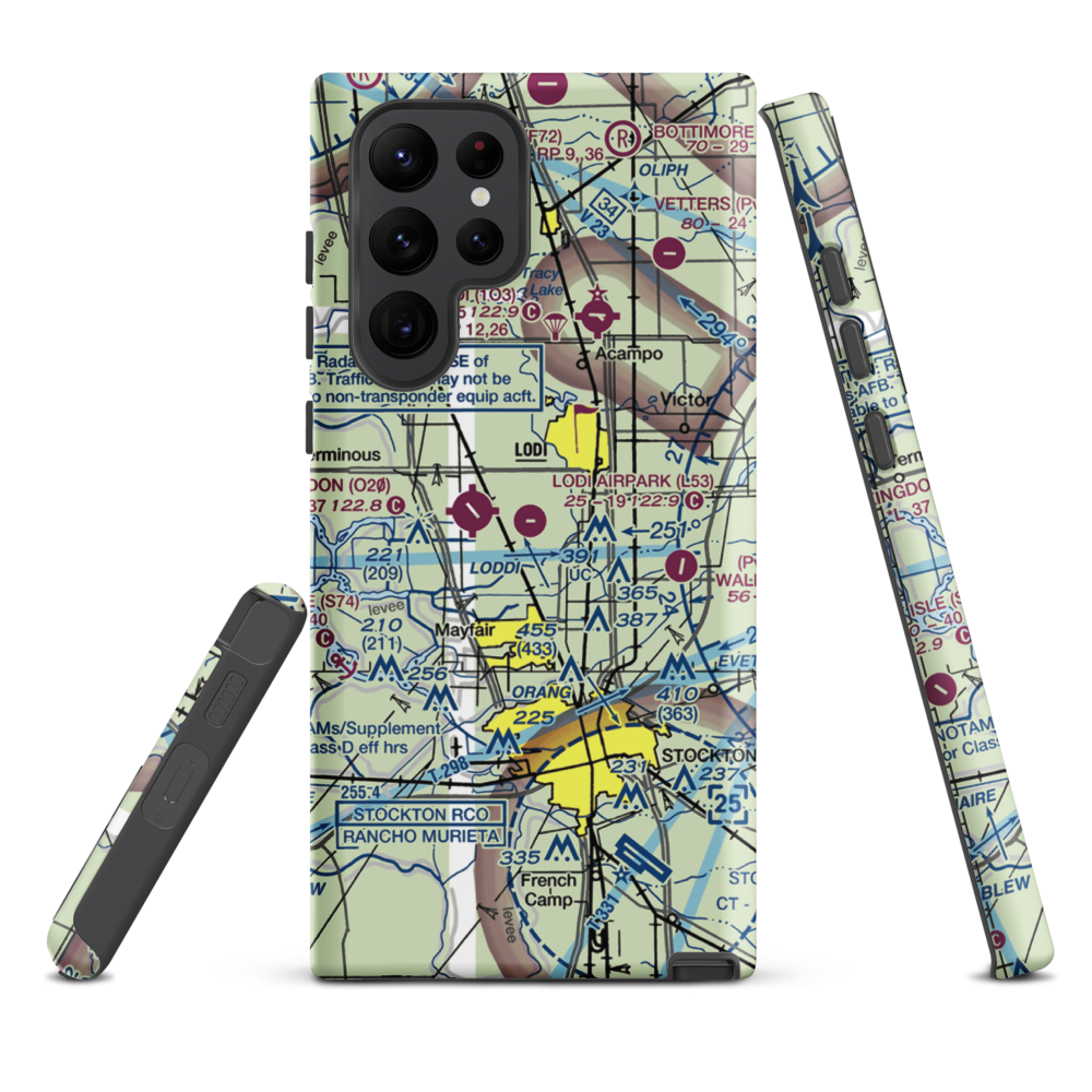 Lodi Airpark (L53) VFR Sectional Samsung Phone Case Samsung Galaxy S22 Ultra model shown