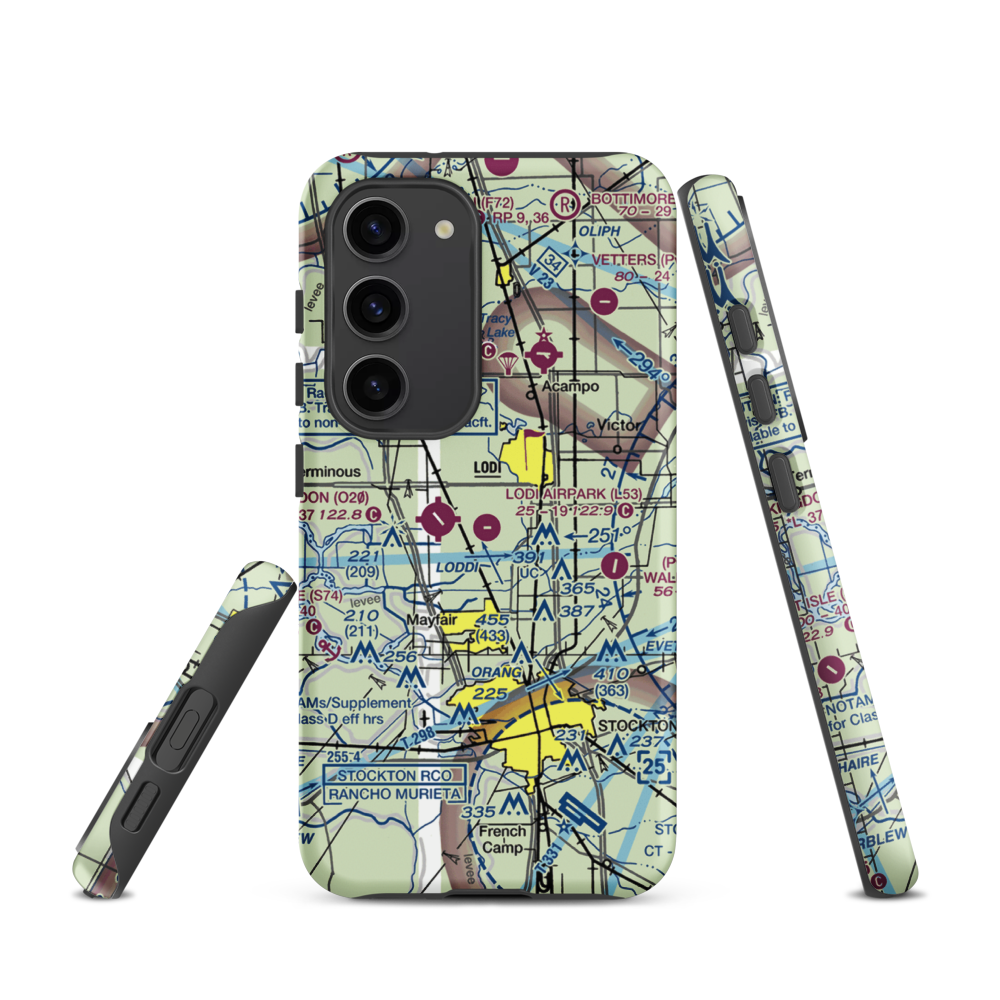 Lodi Airpark (L53) VFR Sectional Samsung Phone Case Samsung Galaxy S23 model shown