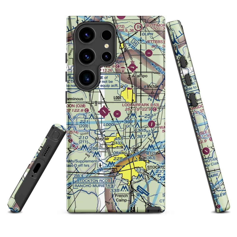 Lodi Airpark (L53) VFR Sectional Samsung Phone Case Samsung Galaxy S24 Ultra model shown