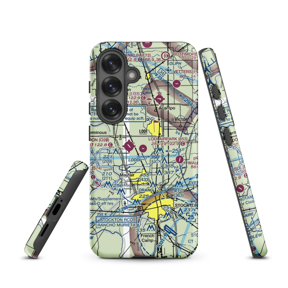 Lodi Airpark (L53) VFR Sectional Samsung Phone Case Samsung Galaxy S25 model shown
