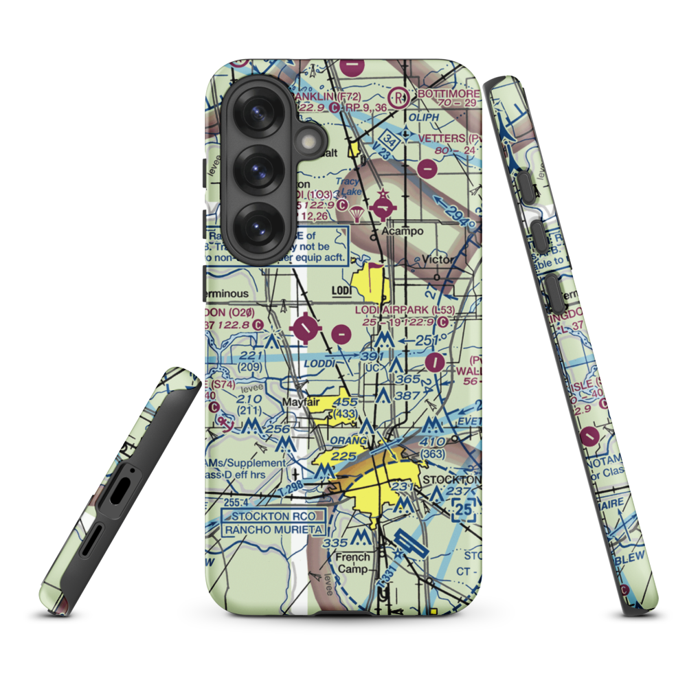 Lodi Airpark (L53) VFR Sectional Samsung Phone Case Samsung Galaxy S25 Plus model shown