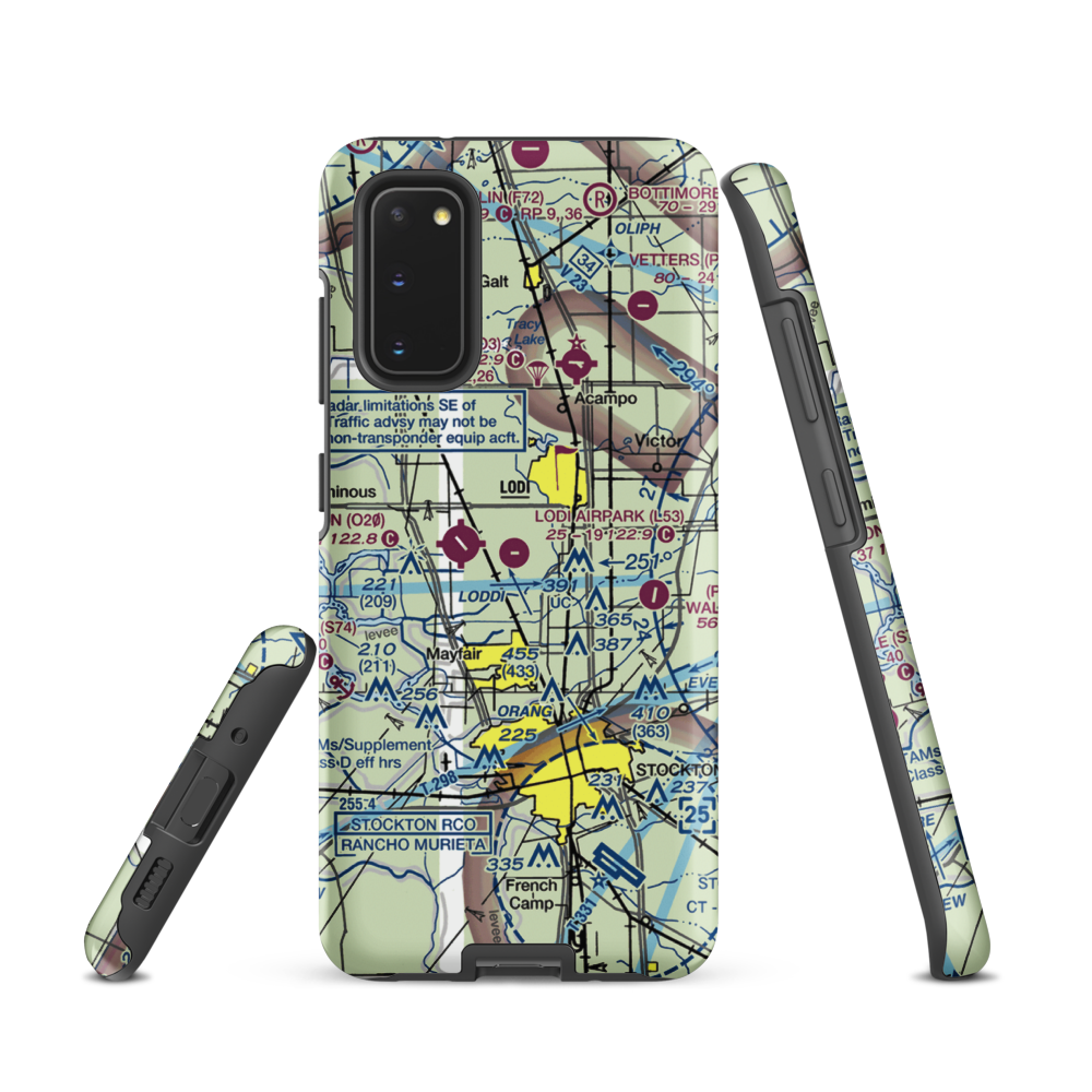 Lodi Airpark (L53) VFR Sectional Samsung Phone Case Samsung Galaxy S20 model shown