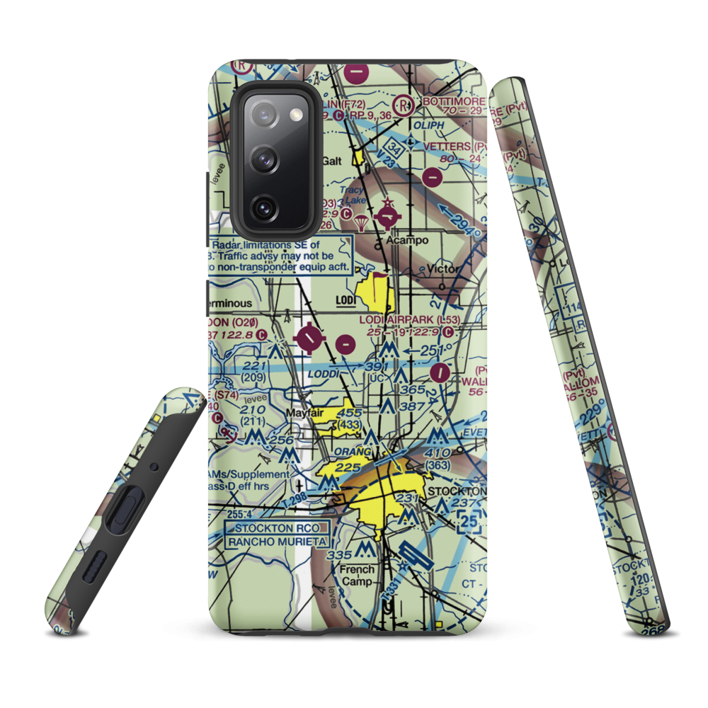 Lodi Airpark (L53) VFR Sectional Samsung Phone Case Samsung Galaxy S20 FE model shown