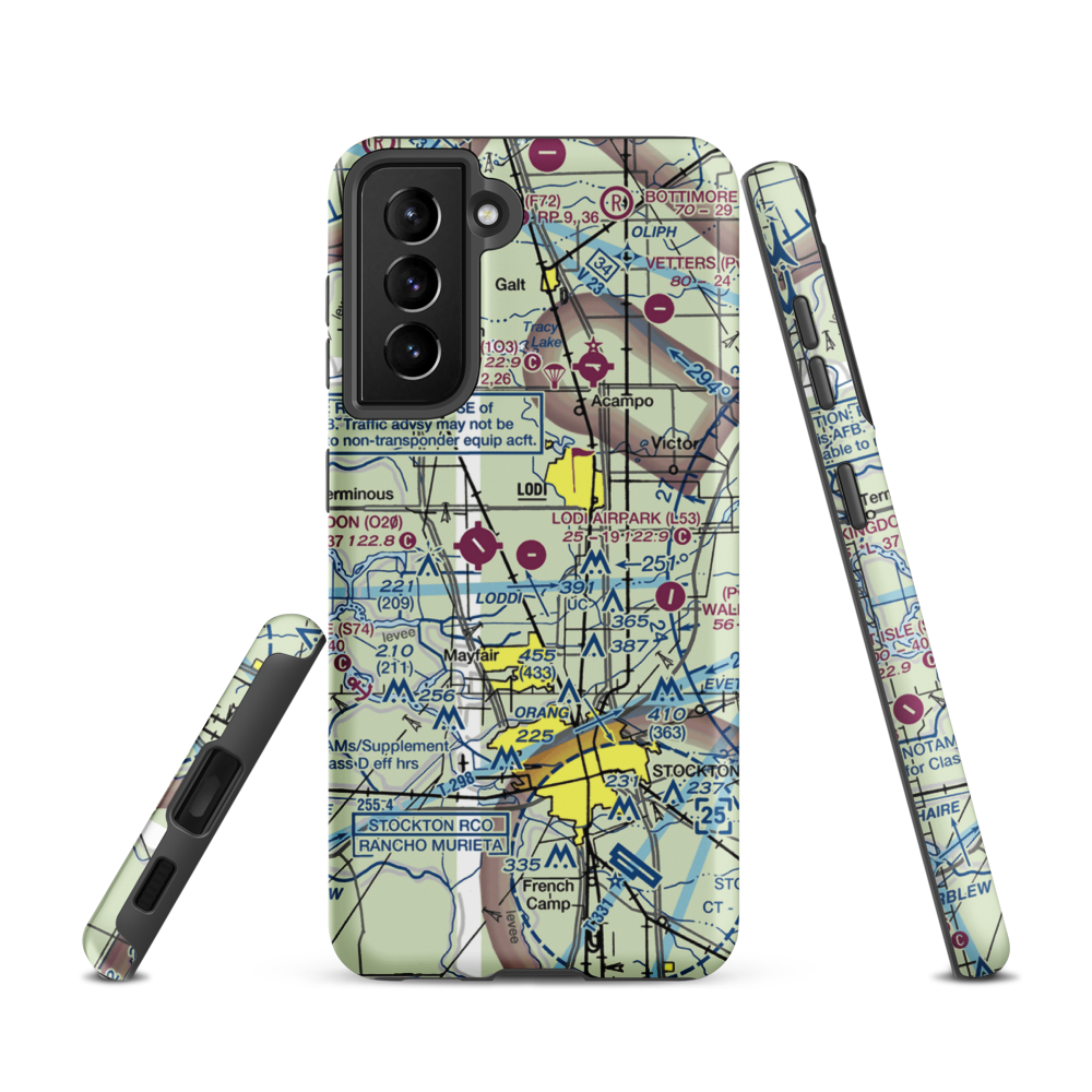 Lodi Airpark (L53) VFR Sectional Samsung Phone Case Samsung Galaxy S21 model shown