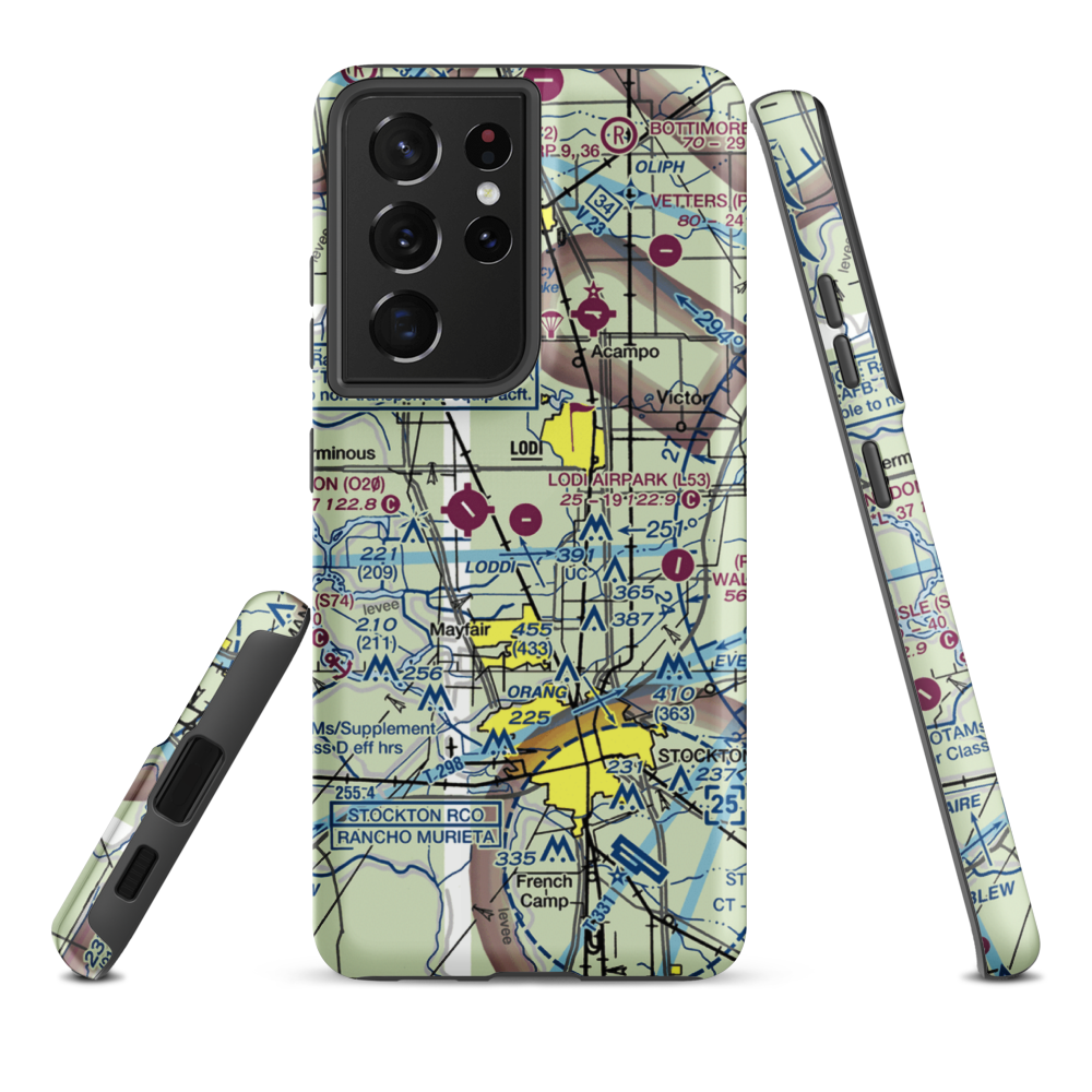 Lodi Airpark (L53) VFR Sectional Samsung Phone Case Samsung Galaxy S21 Ultra model shown