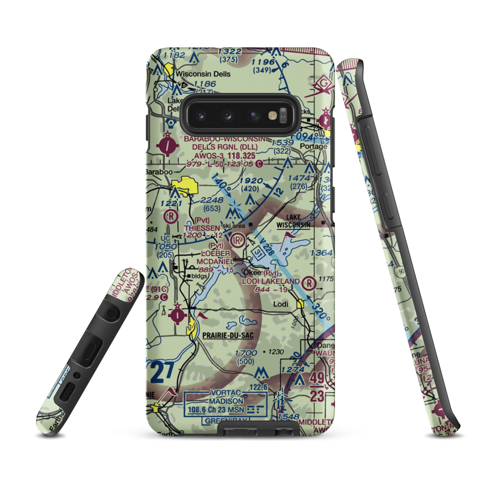 Loeber McDaniel Field (WI50) VFR Sectional Samsung Phone Case Samsung Galaxy S10 Plus model shown