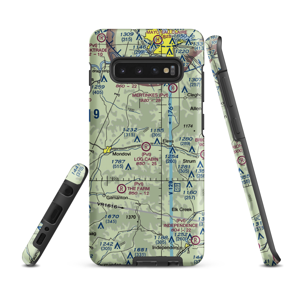 Log Cabin Airport (WS69) VFR Sectional Samsung Phone Case Samsung Galaxy S10 Plus model shown