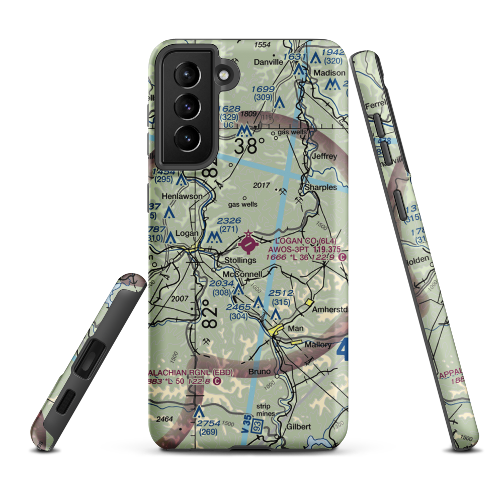 Logan County Airport (6L4) VFR Sectional Samsung Phone Case Samsung Galaxy S21 FE model shown