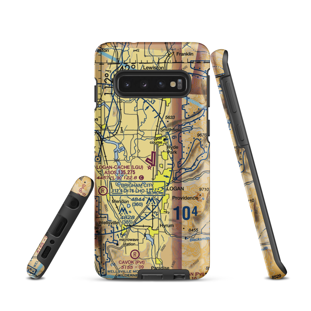Logan-Cache Airport (LGU) VFR Sectional Samsung Phone Case Samsung Galaxy S10 model shown