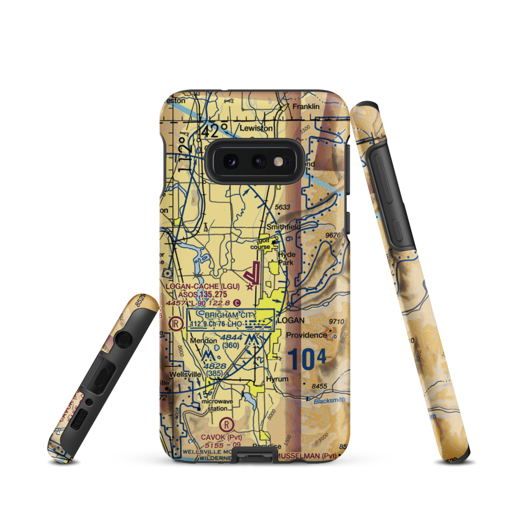 Logan-Cache Airport (LGU) VFR Sectional Samsung Phone Case Samsung Galaxy S10 Plus model shown