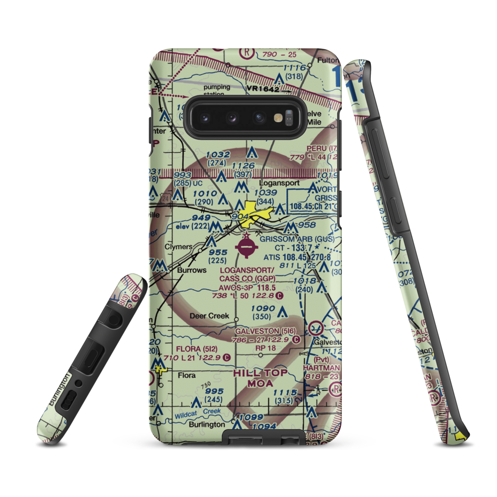 Logansport Cass County Airport (GGP) VFR Sectional Samsung Phone Case Samsung Galaxy S10 Plus model shown