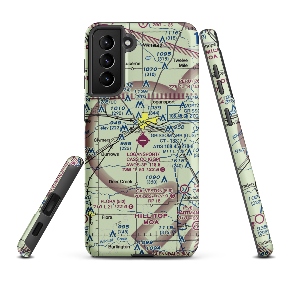 Logansport Cass County Airport (GGP) VFR Sectional Samsung Phone Case Samsung Galaxy S21 Plus model shown