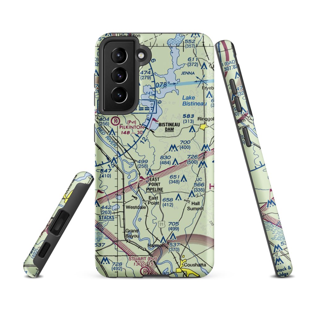 Loggy Bayou Plantation Airport (US-0100) VFR Sectional Samsung Phone Case Samsung Galaxy S21 FE model shown