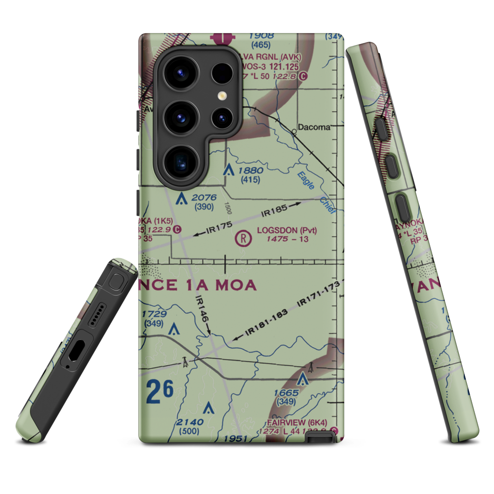 Logsdon Ranch Airport (OK43) VFR Sectional Samsung Phone Case Samsung Galaxy S24 Ultra model shown