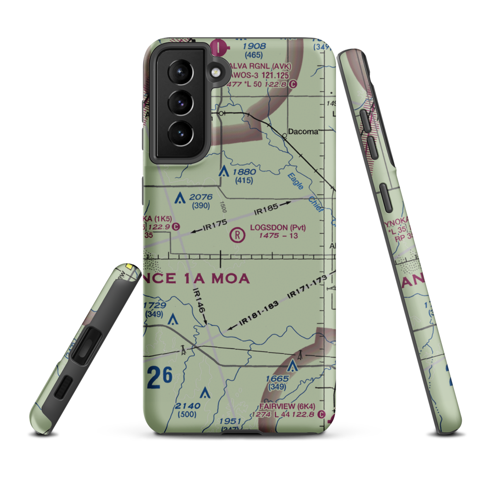 Logsdon Ranch Airport (OK43) VFR Sectional Samsung Phone Case Samsung Galaxy S21 Plus model shown