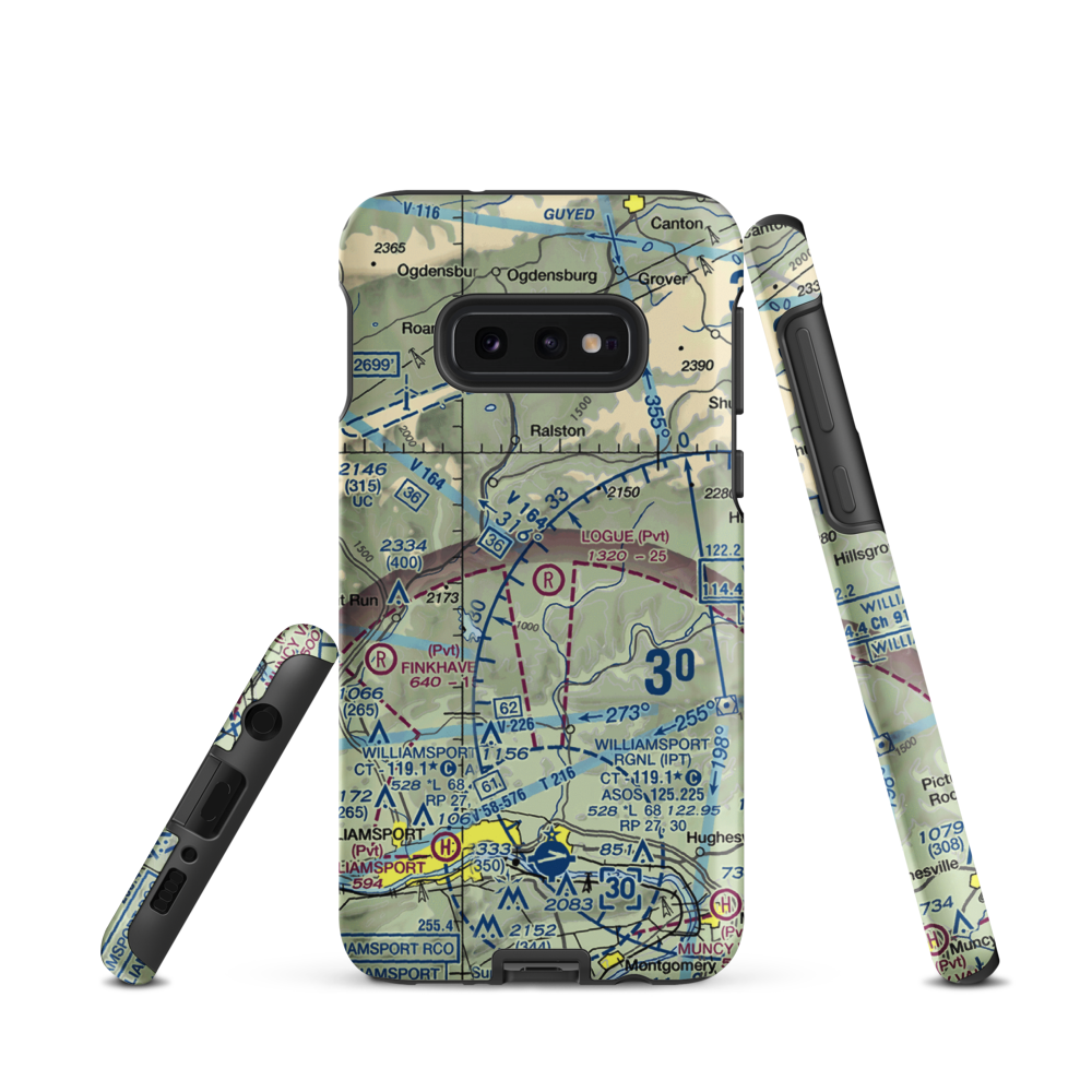 Logue Airport (PA45) VFR Sectional Samsung Phone Case Samsung Galaxy S10e model shown