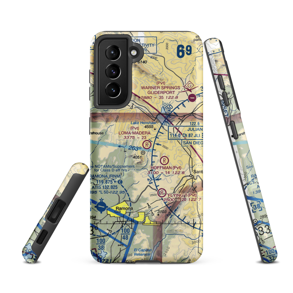 Loma Madera Ranch Airport (25CA) VFR Sectional Samsung Phone Case Samsung Galaxy S21 FE model shown