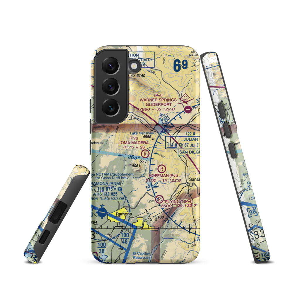 Loma Madera Ranch Airport (25CA) VFR Sectional Samsung Phone Case Samsung Galaxy S22 model shown