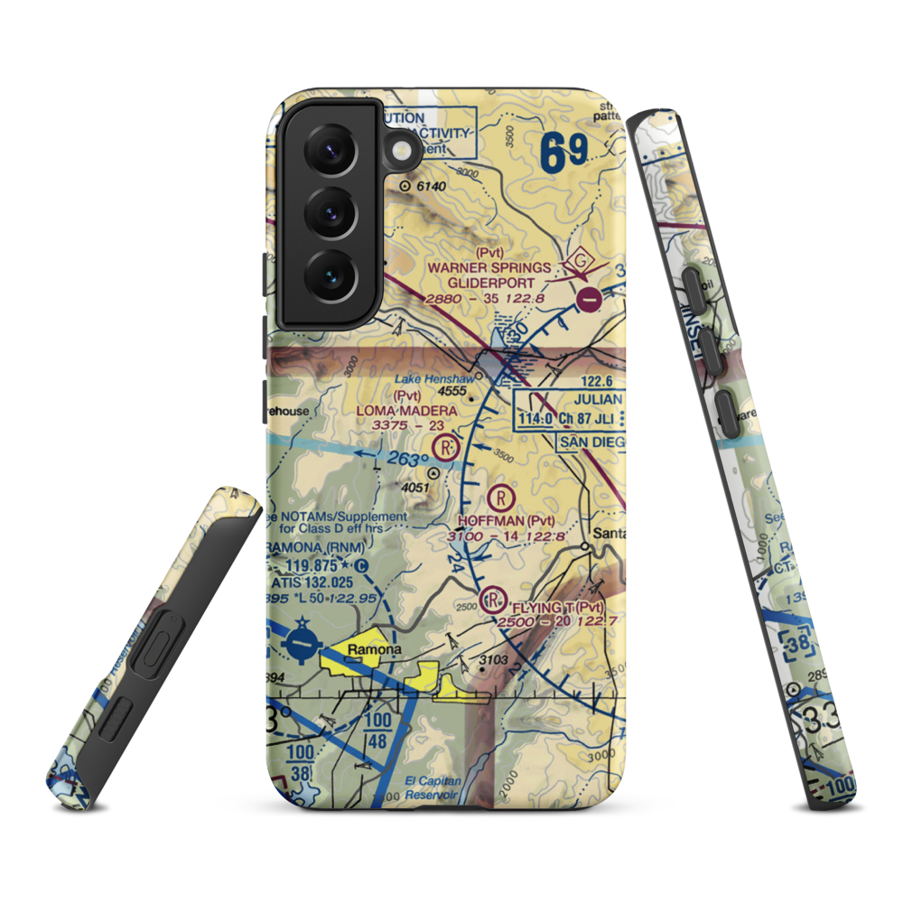 Loma Madera Ranch Airport (25CA) VFR Sectional Samsung Phone Case Samsung Galaxy S22 Plus model shown