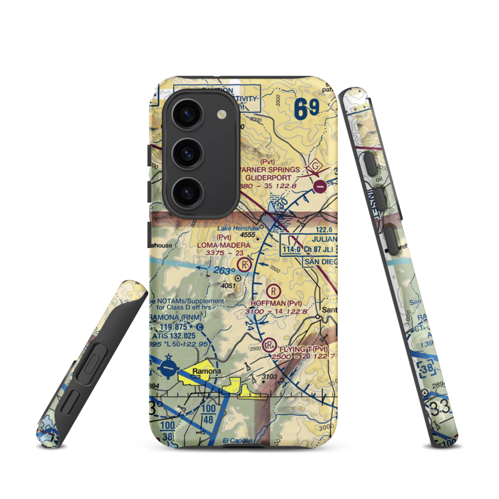 Loma Madera Ranch Airport (25CA) VFR Sectional Samsung Phone Case Samsung Galaxy S23 model shown