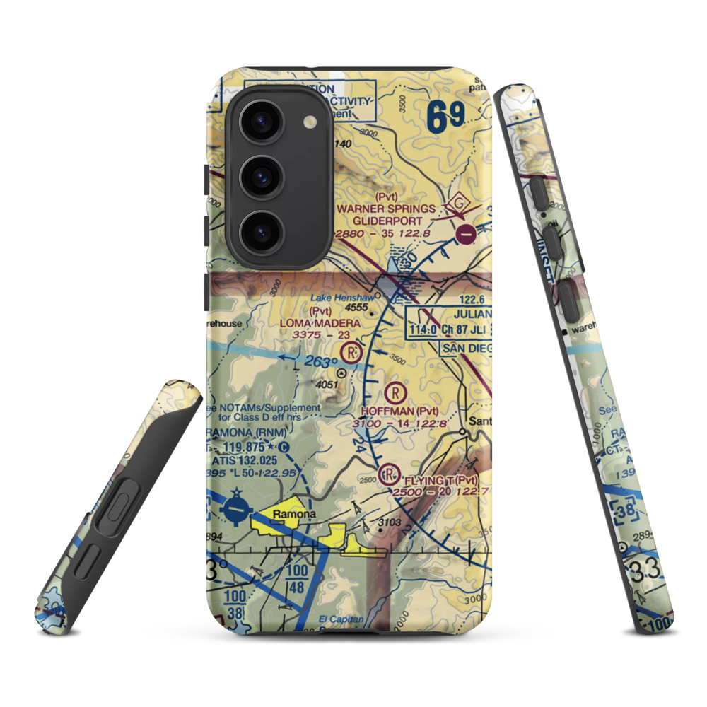 Loma Madera Ranch Airport (25CA) VFR Sectional Samsung Phone Case Samsung Galaxy S23 Plus model shown