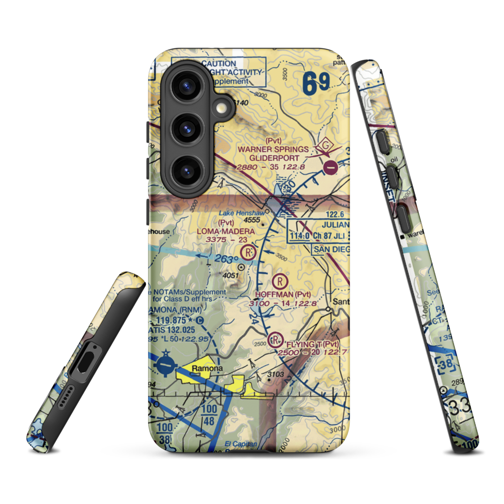 Loma Madera Ranch Airport (25CA) VFR Sectional Samsung Phone Case Samsung Galaxy S24 Plus model shown