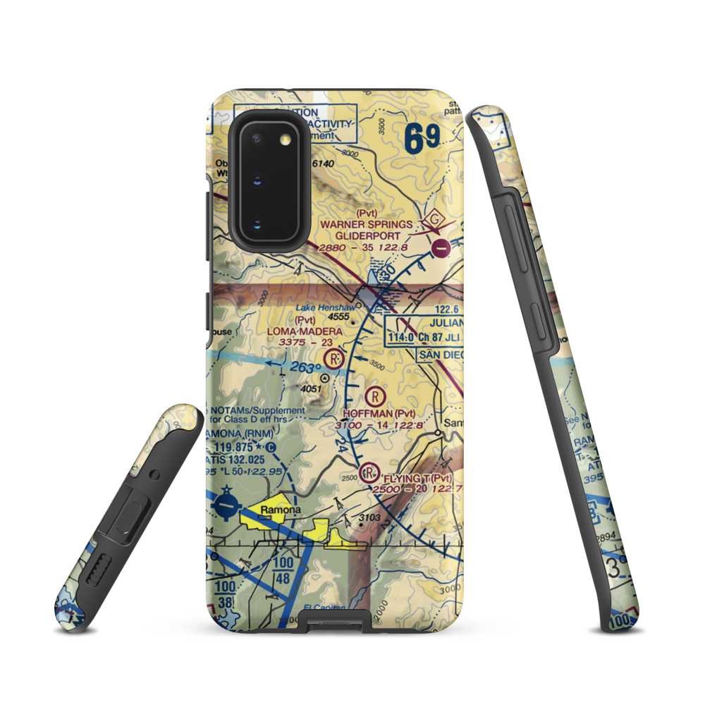 Loma Madera Ranch Airport (25CA) VFR Sectional Samsung Phone Case Samsung Galaxy S20 model shown