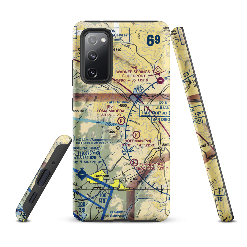 Loma Madera Ranch Airport (25CA) VFR Sectional Samsung Phone Case Samsung Galaxy S20 FE model shown