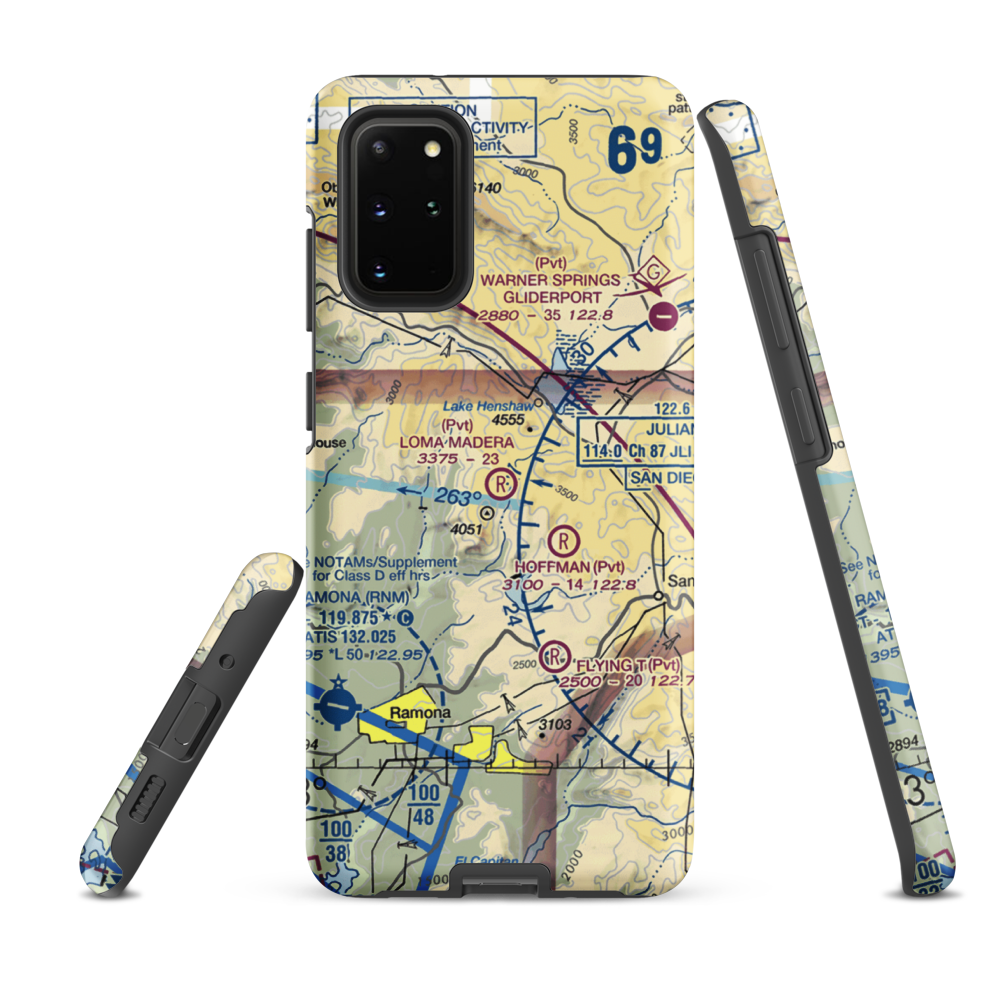 Loma Madera Ranch Airport (25CA) VFR Sectional Samsung Phone Case Samsung Galaxy S20 Plus model shown