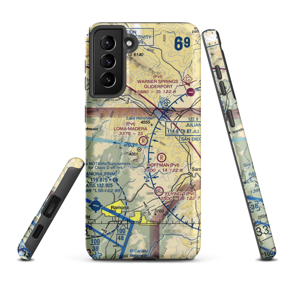 Loma Madera Ranch Airport (25CA) VFR Sectional Samsung Phone Case Samsung Galaxy S21 FE model shown