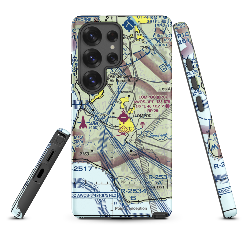 Lompoc Airport (LPC) VFR Sectional Samsung Phone Case Samsung Galaxy S25 Ultra model shown