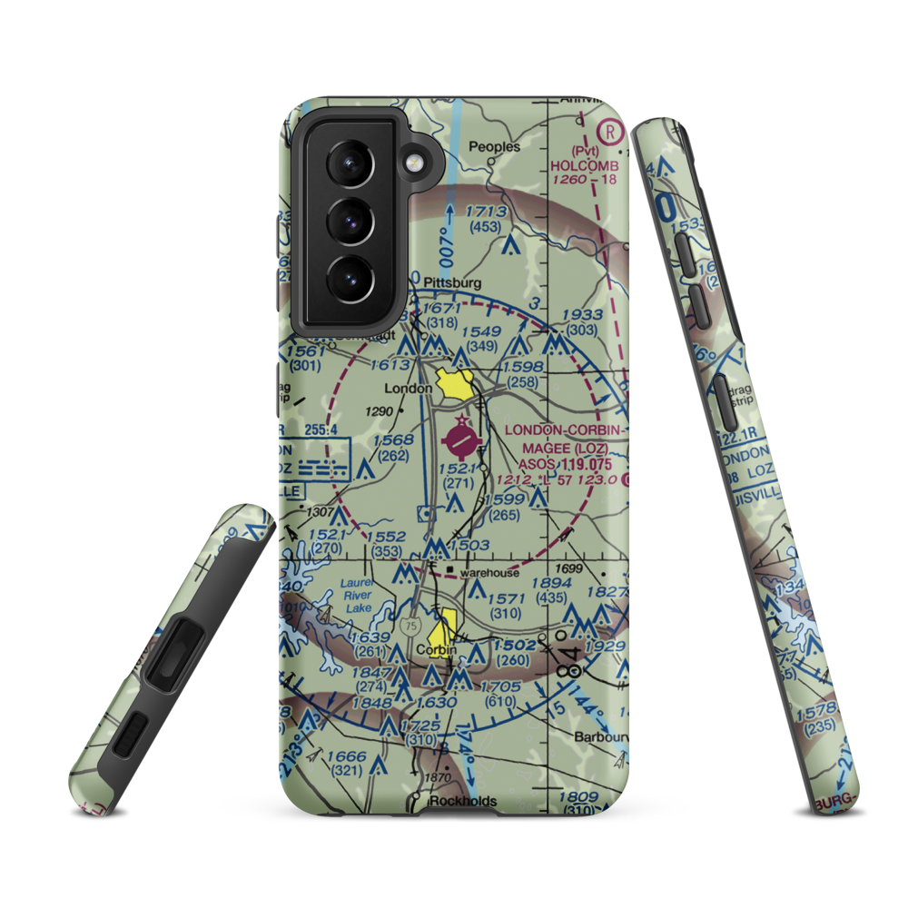 London-Corbin Airport/Magee Field (LOZ) VFR Sectional Samsung Phone Case Samsung Galaxy S21 FE model shown