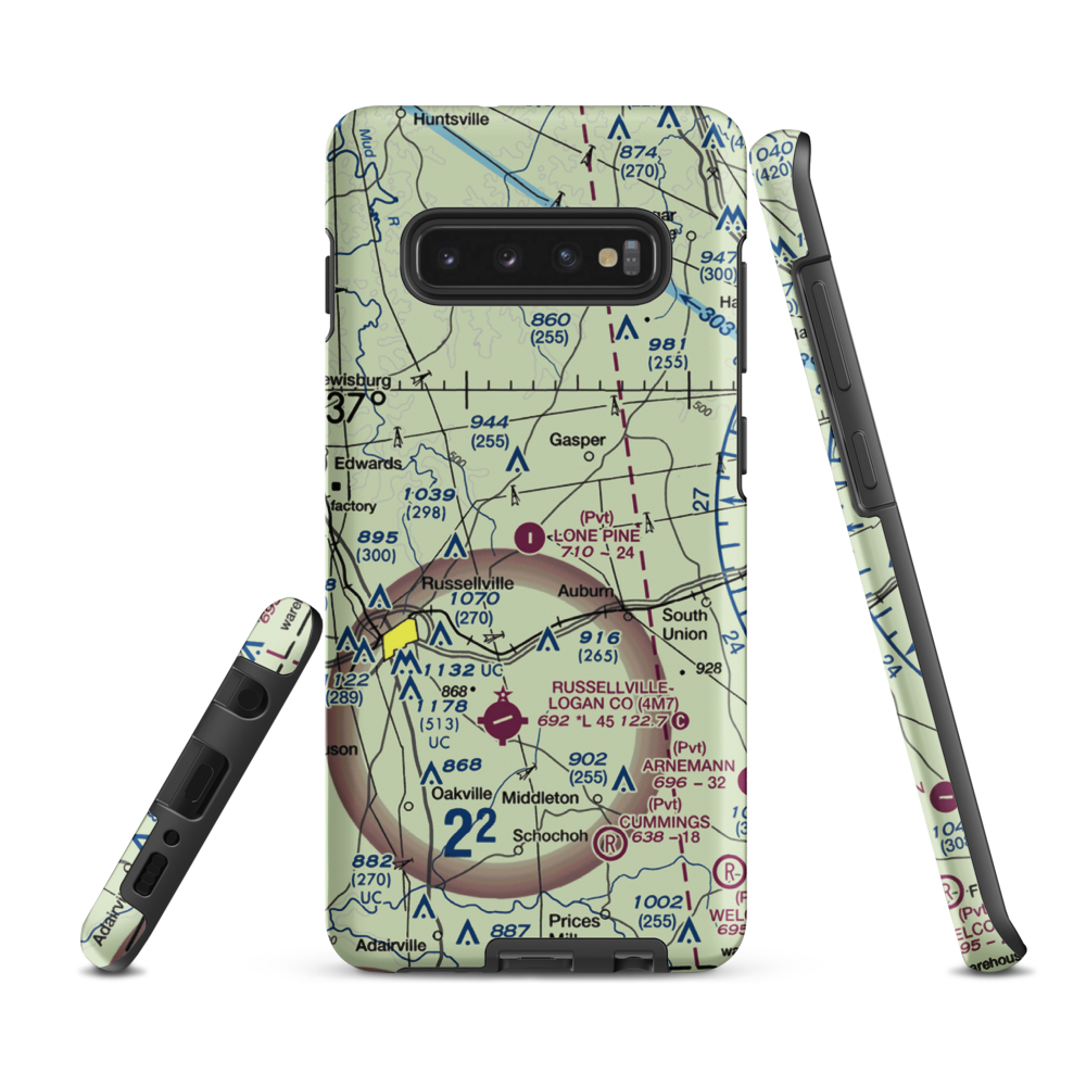 Lone Pine Aerodrome (34KY) VFR Sectional Samsung Phone Case Samsung Galaxy S10 Plus model shown